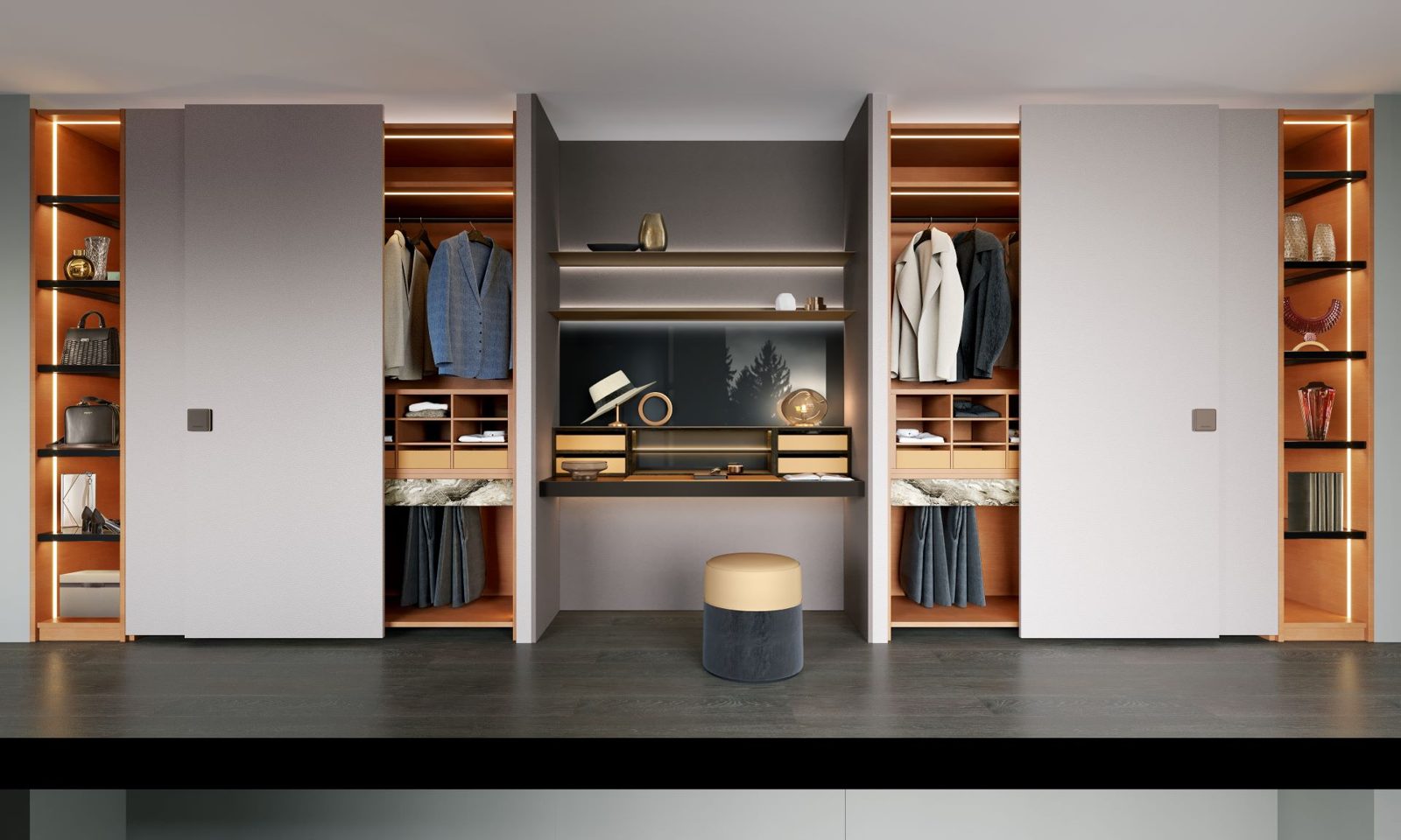SKYLINE wardrobe with large flat doors